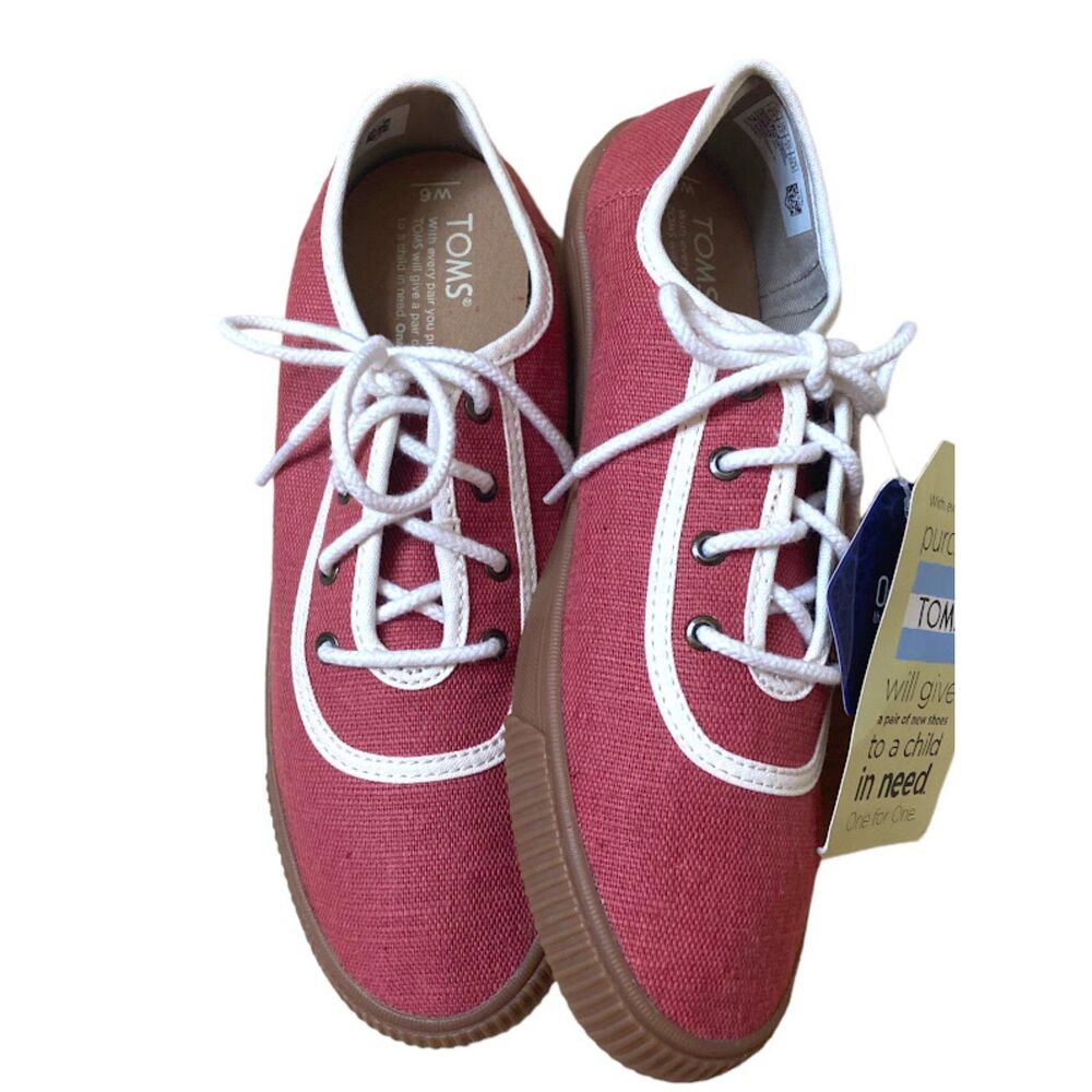 Tom's Carmel Sneaker Spice Heritage Canvas Lace Up Shoe NWT Women's Size 6